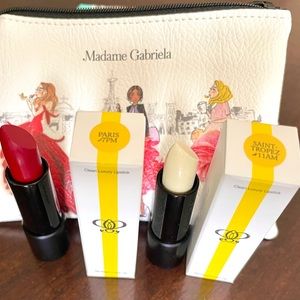 Unopened New Madame Gabriel Clean Luxury Collagen Lipsticks & Lipstick Bag New!!